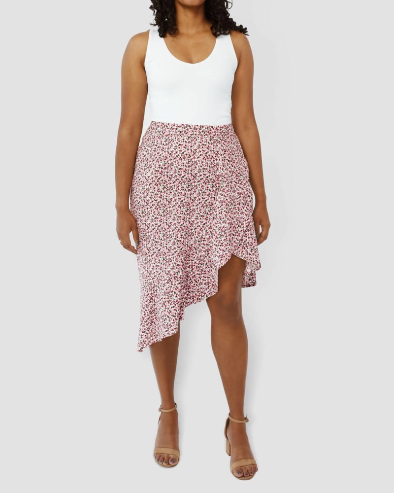 Front of a model wearing a size L The Cascade Skirt In Pink in Pink by AAM. | dia_product_style_image_id:347531